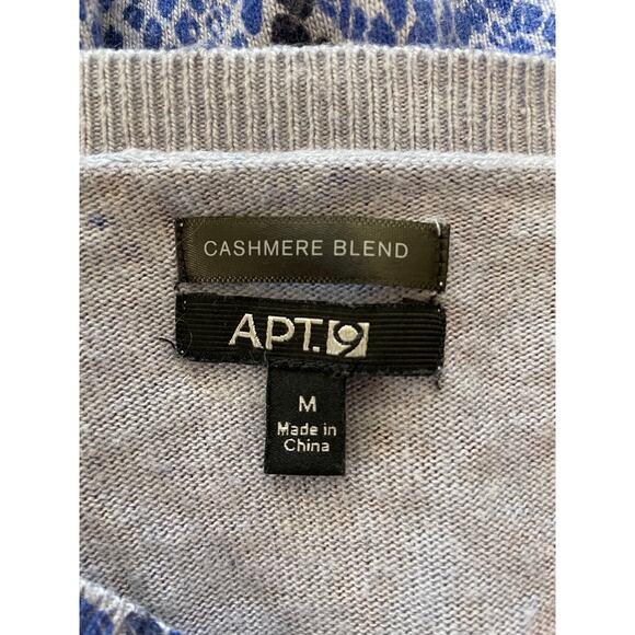 Apt. 9 Cashmere Blend Medium Women V Neck Sweater Pullover Blue Black Snake - Picture 4 of 9